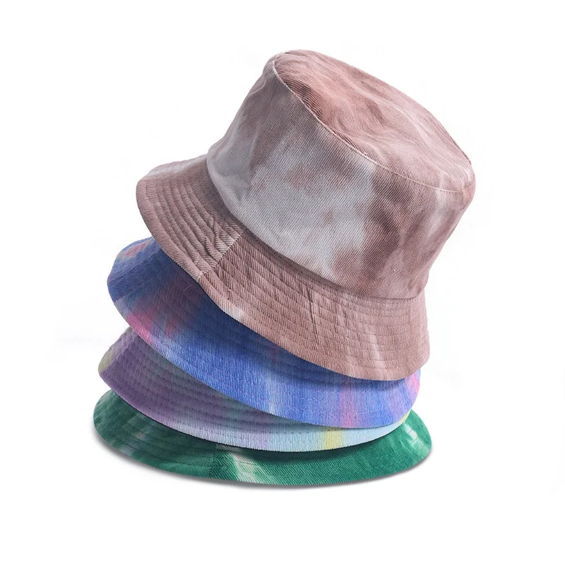Luxury design printed fishing cap reversible tie dye bucket hat