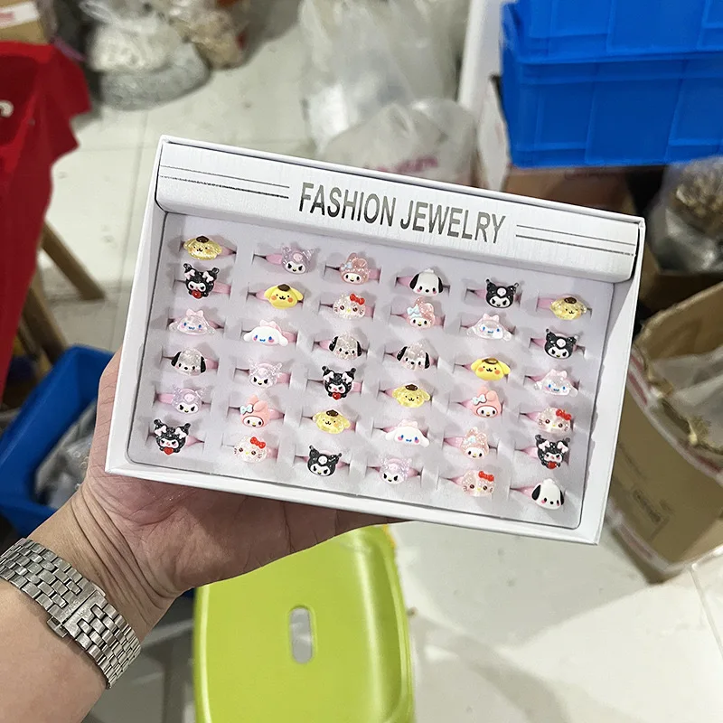 Cartoon cat flower frog rings cute rings for children and girls