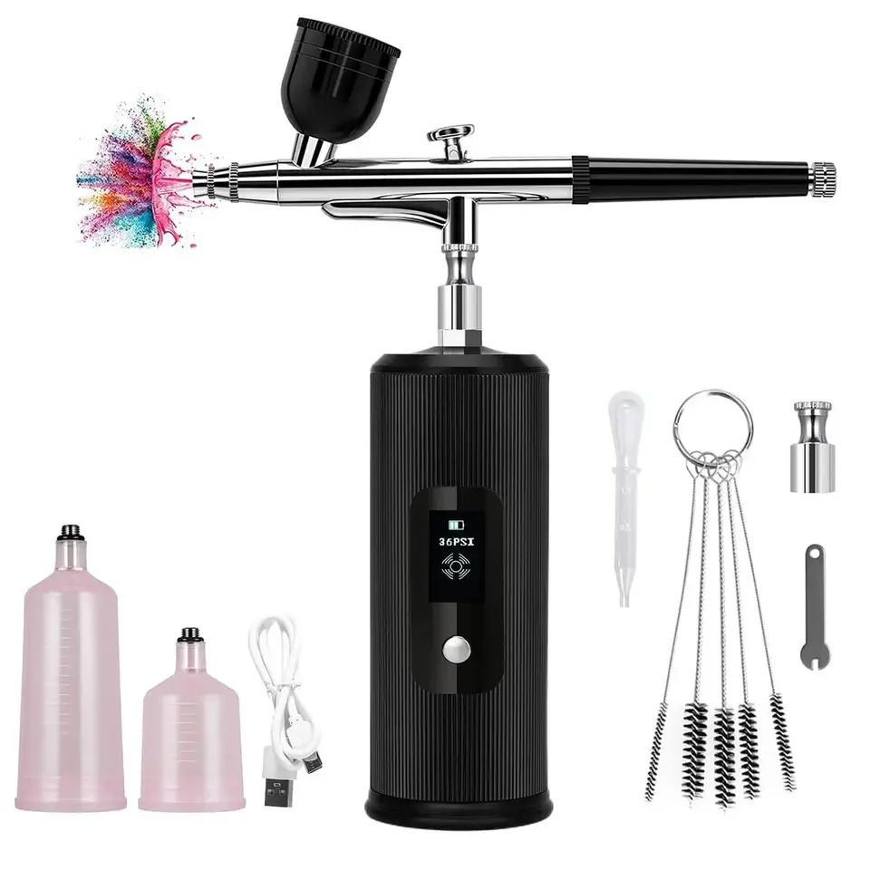 LCD Display Pressure 3 Gears PSI Beauty Equipment Nail Airbrush Kit Mini Aerografo Make Up System