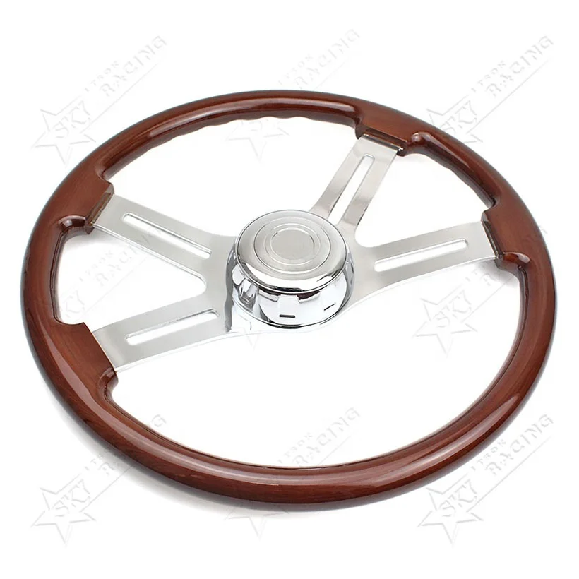 18 Inch 450mm 4 Spokes 18inch Wood Semi Trailer Semi-Trailer Wooden Truck Steering Wheel for Freightliner Kenworth Peterbilt