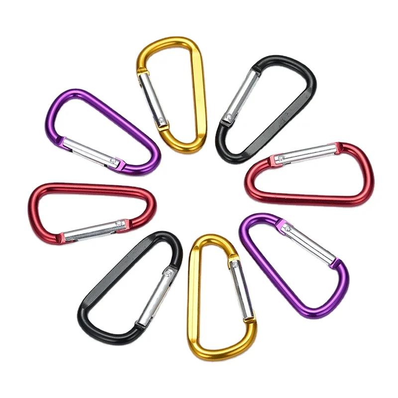 Customized colorful Keychain Carabiner Snap Lock Hook Tool Aluminum D Shape Rock Climbing Carabiner for leash
