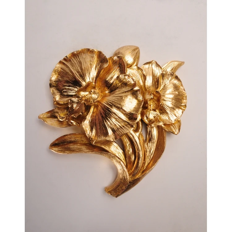 Wholesale factory customized Home decorations golden foil resin figurines moth orchid decorative craft