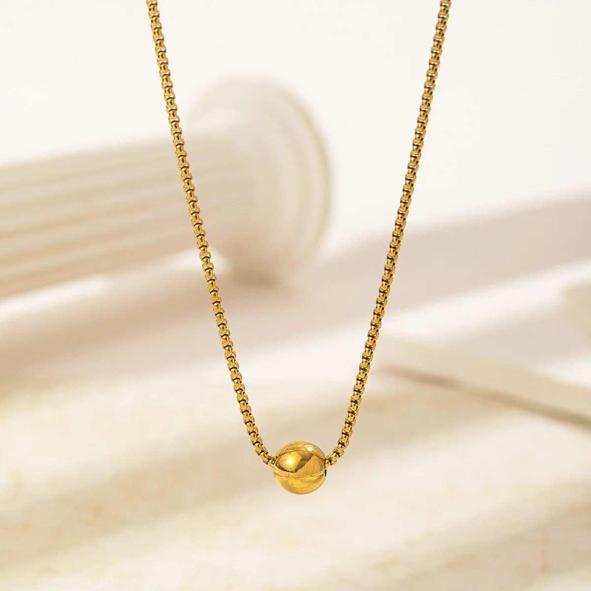 Fashion Jewelry Waterproof Real Gold Plated Stainless Steel Bead Ball Heart Zircon Crystal Necklace Bracelet for Women Jewelry