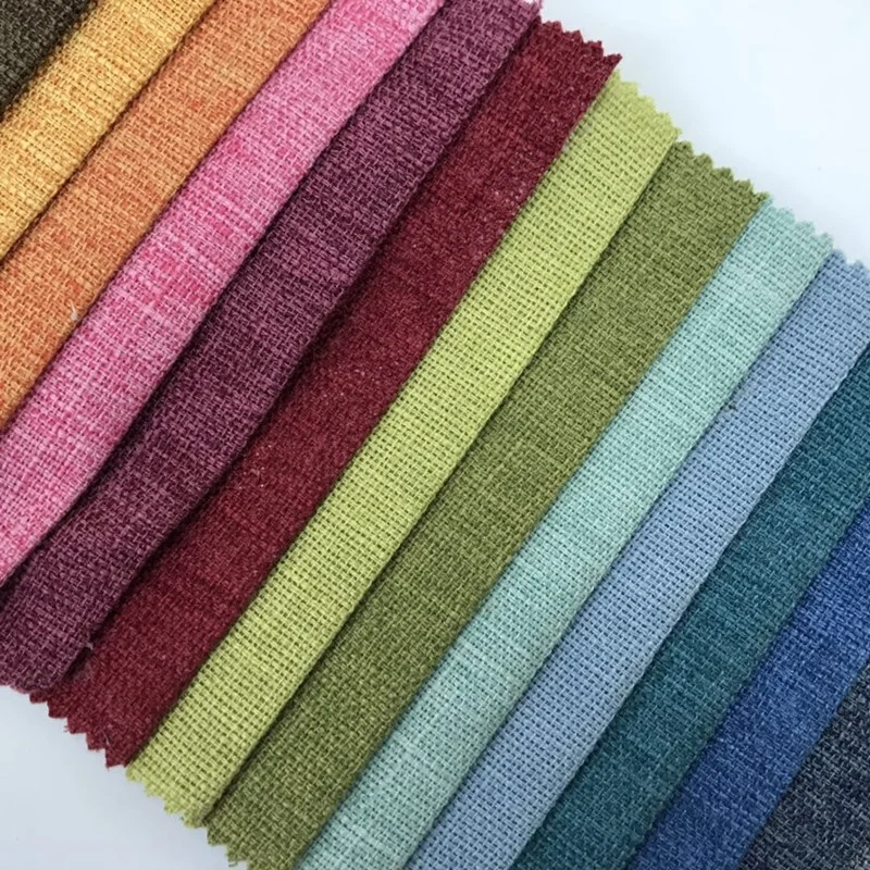 China Manufacturers home 100% polyester Hot sale high quality linen fabric  plain dyed for sofa
