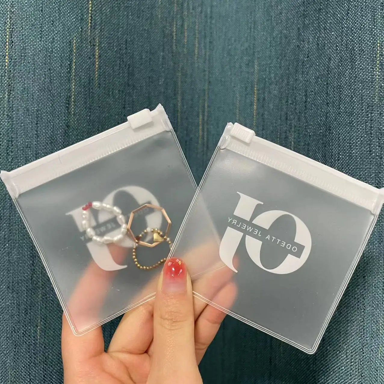 PVC Plastic Zipper Frosted Jewelry Bag with Logo Mini Ziplock Jewelry Pouch for Ring Accessories Packaging