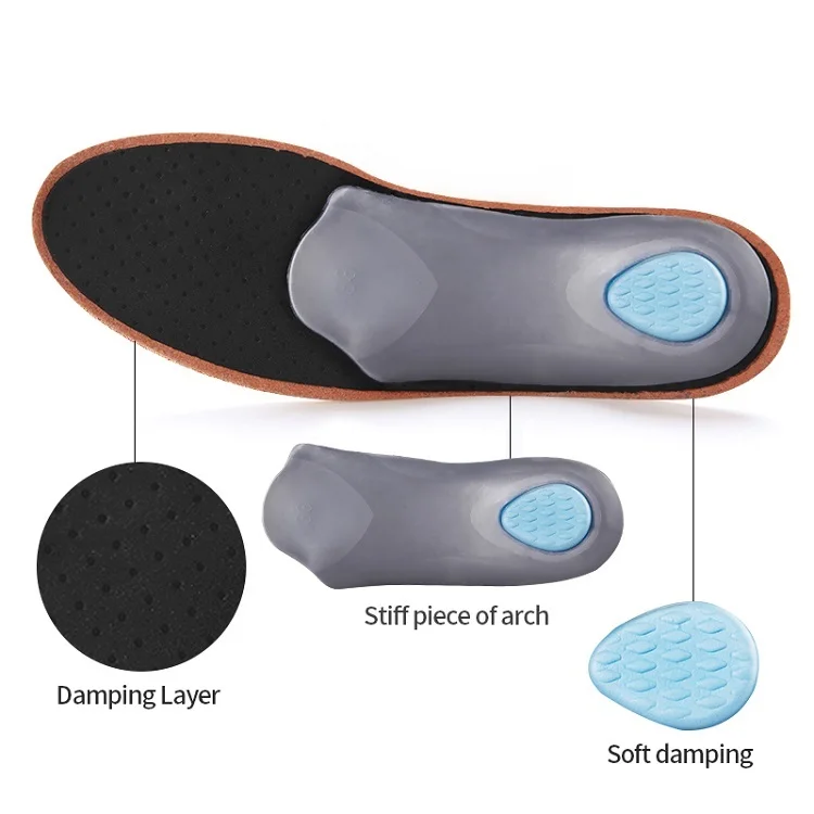 Leather Orthopedic Insole Latex Antibacterial Active Carbon Arch Support Instep Flat Foot Shoes Pad Men Women Foot Care