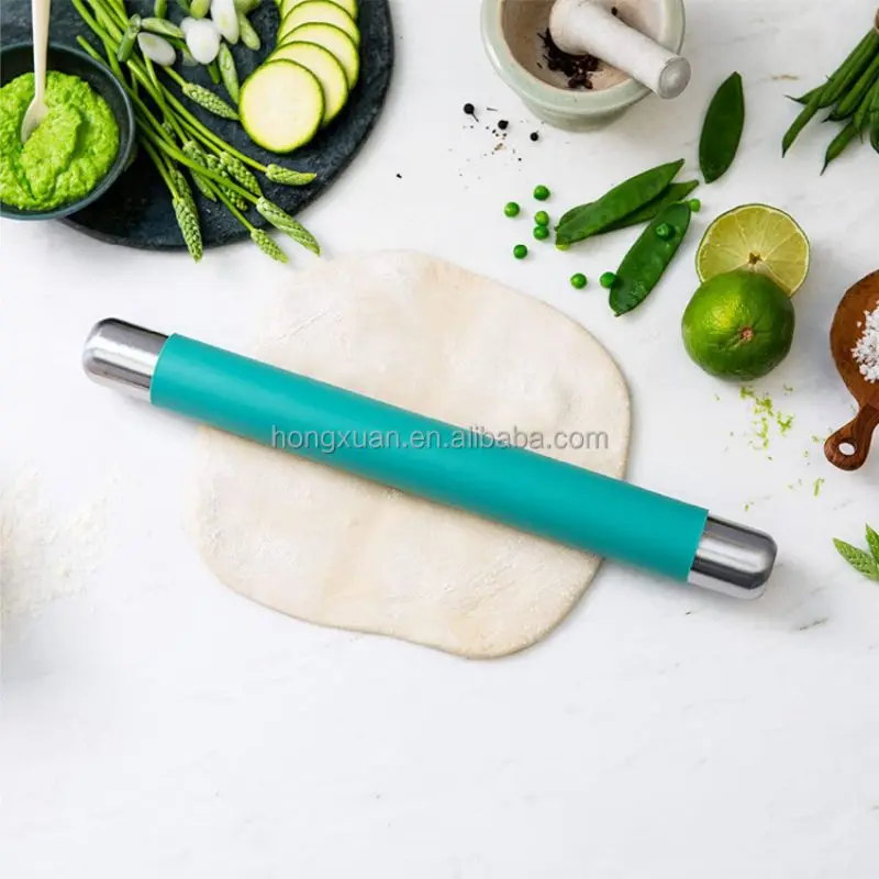 Высокое качество 14 дюймов нержавеющая сталь силиконовая Скалка тесто ролик для пекарни пиццы