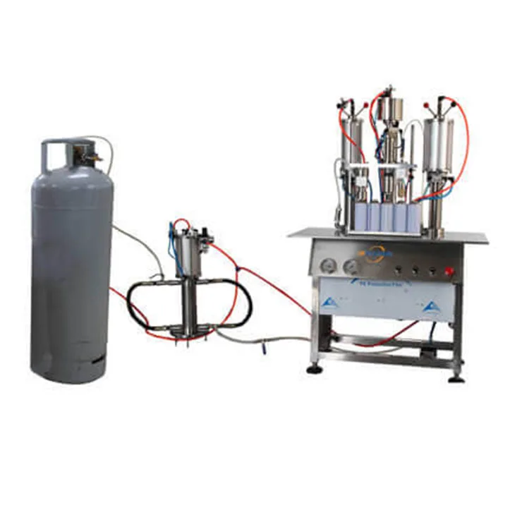 Best price Semi-Automatic Aerosol Filling Machine consist of 3 in 1 liquid filling, sealing and gas filling machine