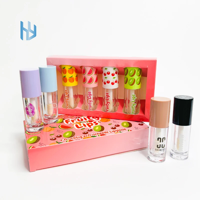 Индивидуальные контейнеры для блеска для губ с логотипом и коробкой, 4 мл, сделай сам, симпатичные, пустые тюбики для блеска для губ, косметическая упаковка