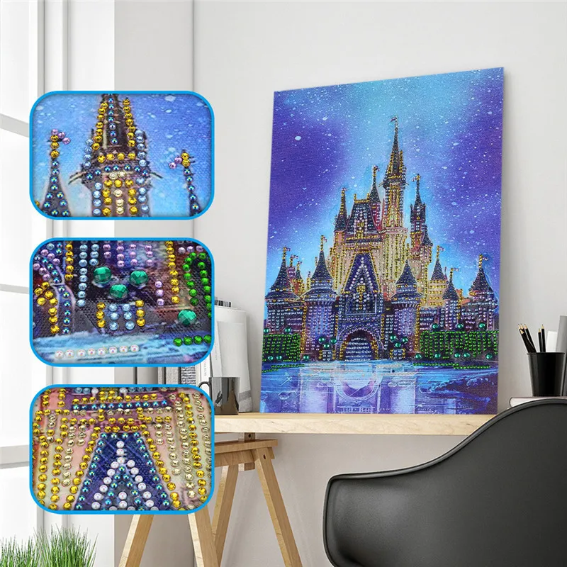 Castle Nightscape Special Shaped Diamond Painting Mosaic Painting Cross stitch Embroidery Decor DIY Gift For Children