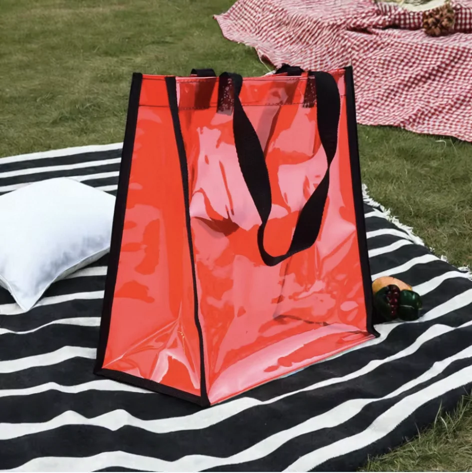 Hot Sale Custom Logo Waterproof Candy Color Large Lady Shopper Transparent Clear Jelly Pvc Tote Bag for Summer Beach