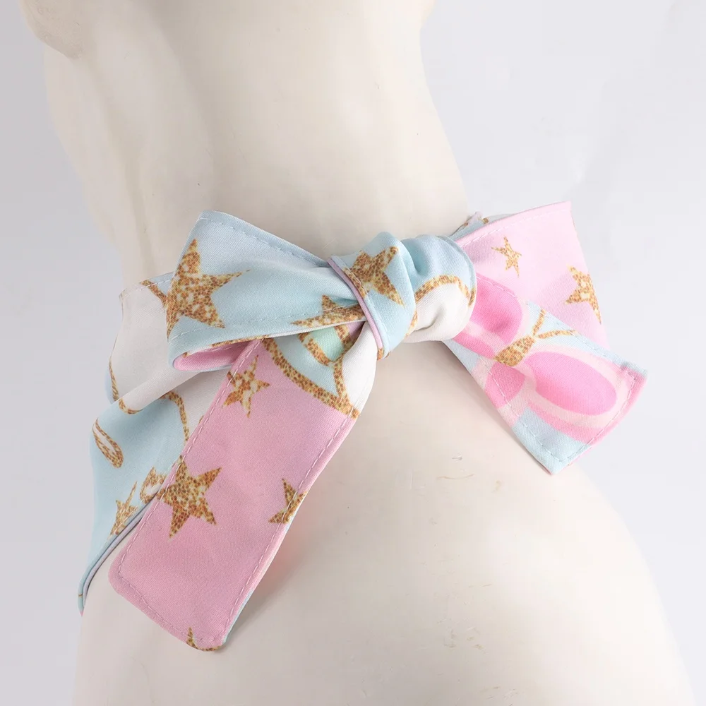 Bow Tie Bandana Custom Logo Printed Recycled White Cotton Triangle Bandana Headband Bow Tie Dog Paw Print