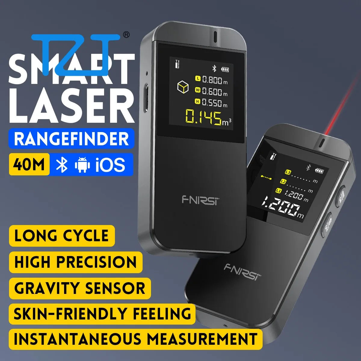 Fnirsi-IR40 40M/131.2FT Laser Distance Meter Laser Distance Measurer Smart Rangefinder with LCD