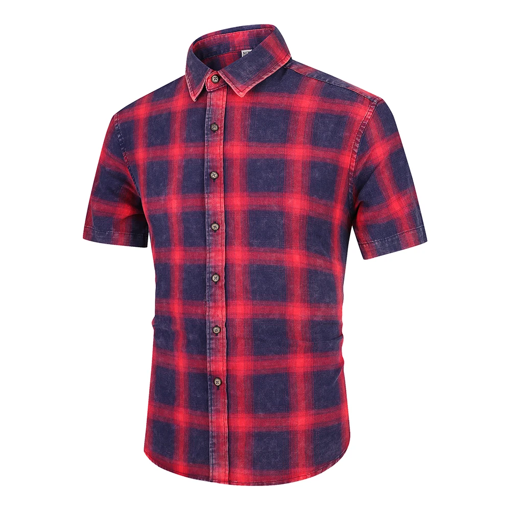 Custom man wholesale men slim fit spring checked shirts for men