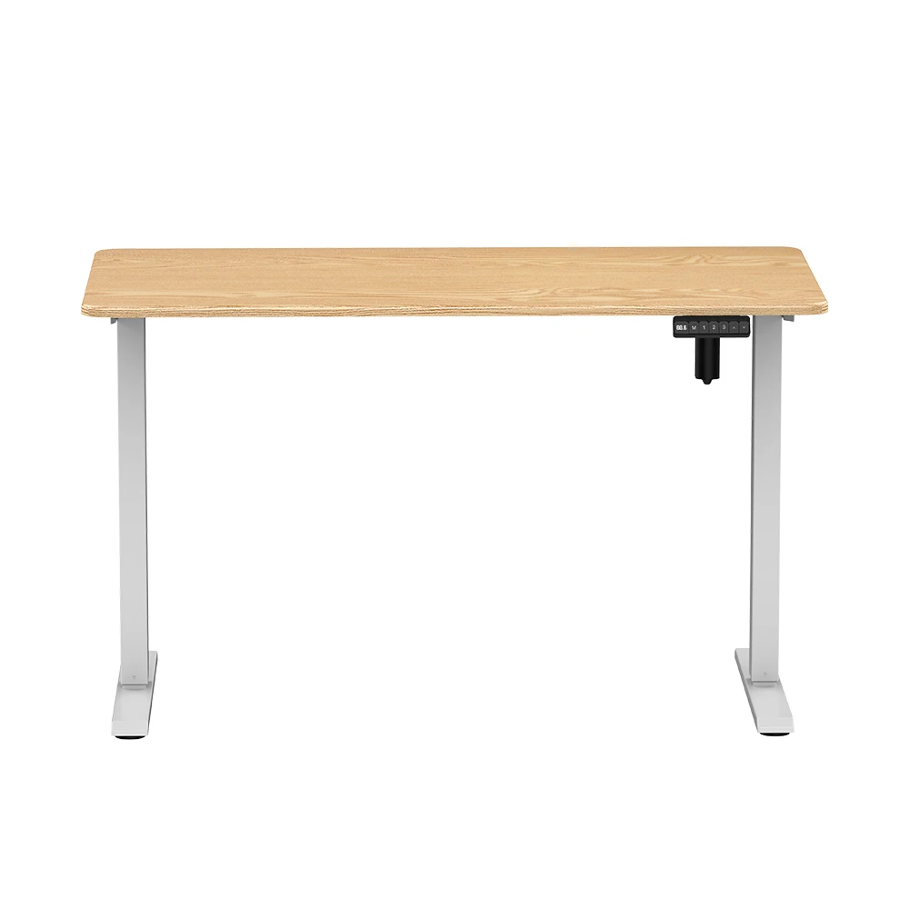 Office Cheap Electric Single Motor Desk Sit And Standing Up Computer Lift Tables White Frame Adjustable Height
