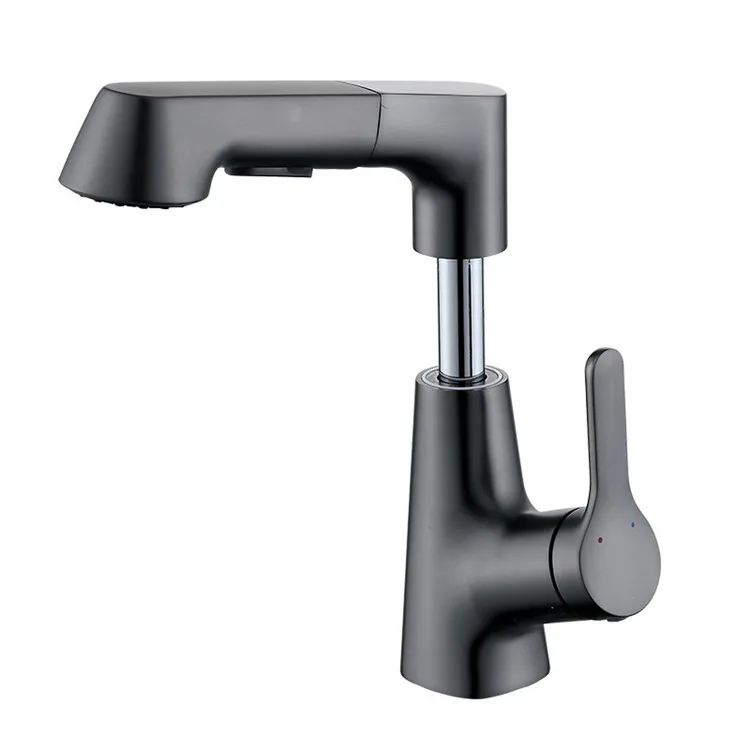Basin Faucet Modern Bathroom Mixer Tap Grey Wash basin Faucet Single Handle Pull Out Hot Cold Waterfall Faucet Tapware Sink
