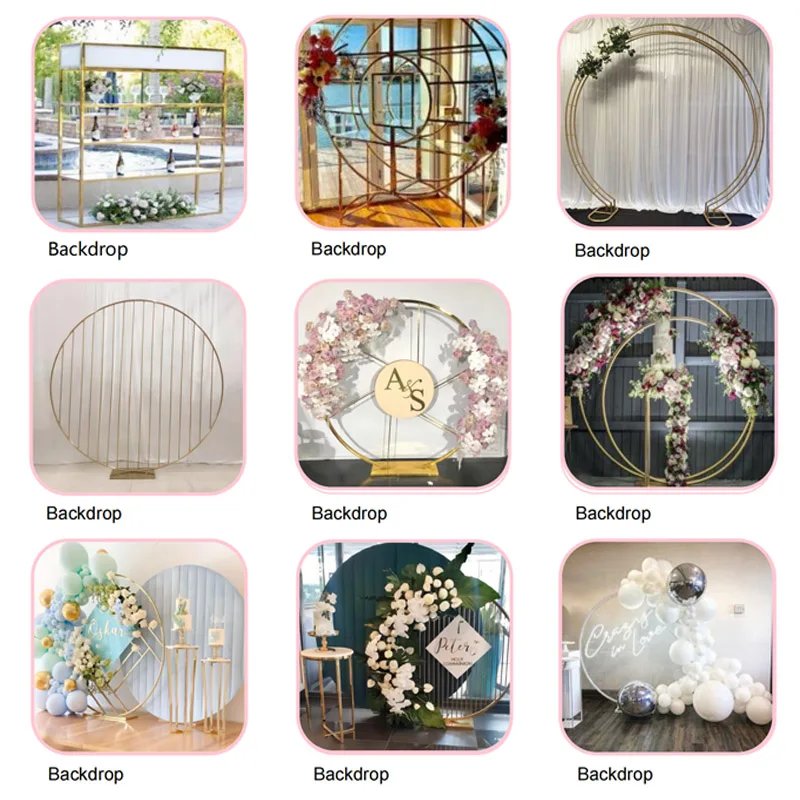 Decorative Frame Stainless Steel Back Drop Golden Stainless Steel Arch Wedding Background