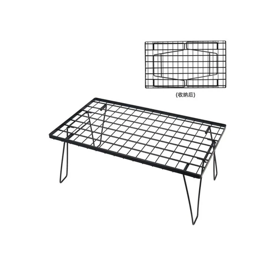 Outdoor Mini Folding Iron Mesh Table Portable Barbecue Rack Rack Folding Travel Mesh Table For BBQ