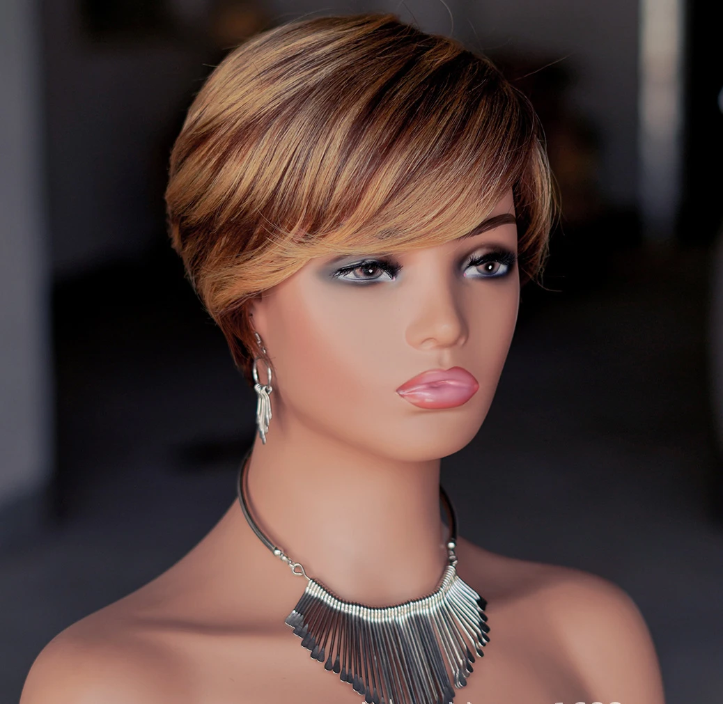 Wholesale new design for summer short pixie curl remy human hair wig pixie cut hd lace front wigs for black women