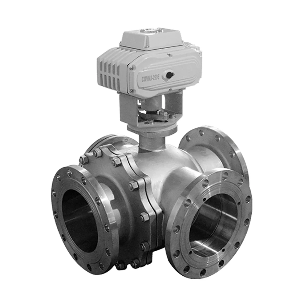IP68 Waterproof  Electric Motorized Electric ASME Flange 4 Way Ball Valve