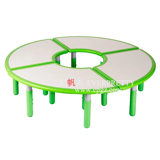 Kindergarten Furniture Height Adjustable Kids Activity Table  Kidney Shape Wooden Kids Table