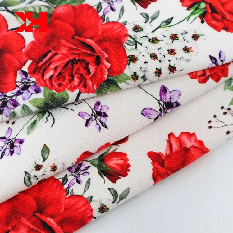 2021 New Arrival 220GSM 155cm 95% cotton 5% spandex floral printed lycra fabric for garment