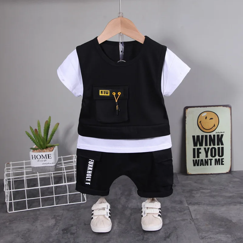 2024 Hot Selling Cotton Baby Boy Infant Short Sleeve & Pants Clothing Sets Sweat Suit Casual Kids Tracksuits Baby Summer Clothes