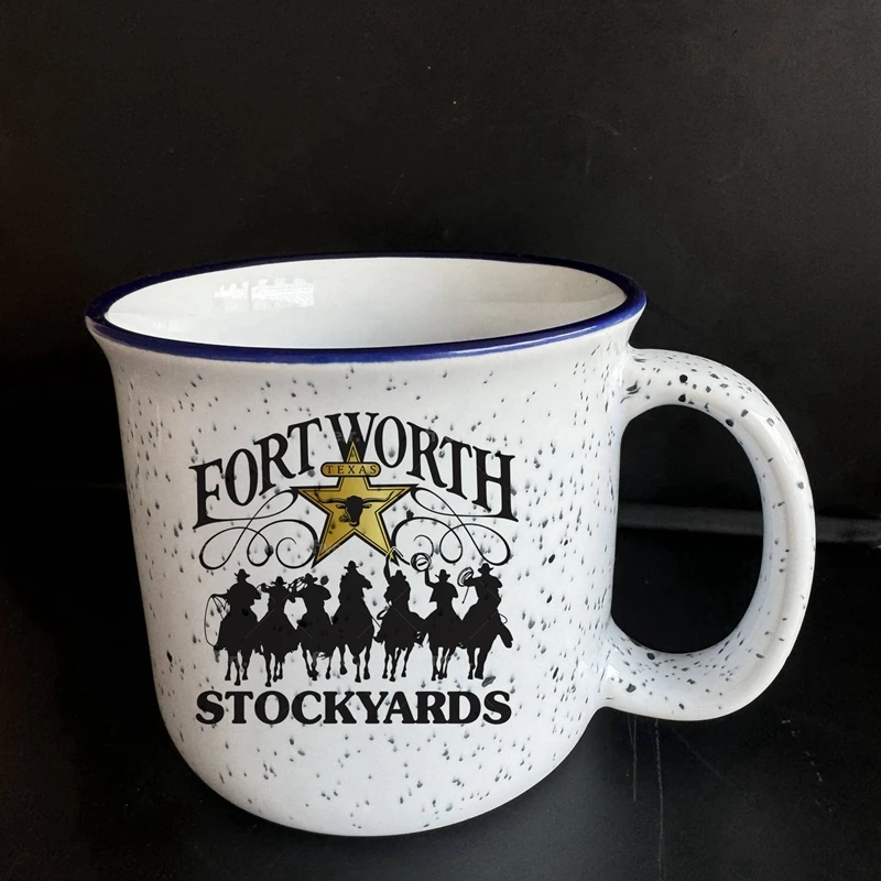 Speckled Design Set of 4 Ceramic Campfire Mug 15oz Large Capacity Double wall camping  mugs