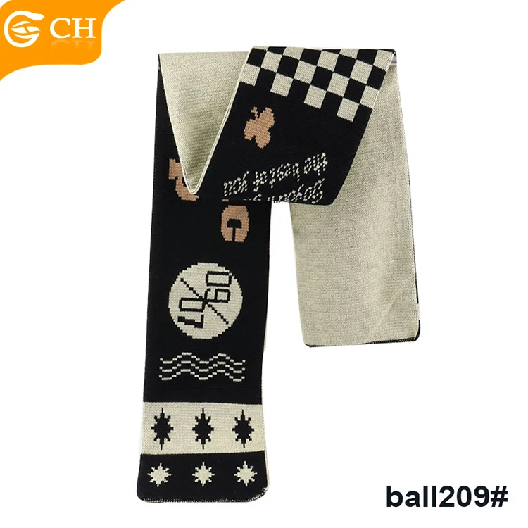 Professional Supplier Knitted Football Scarf Custom Good Quality Black Green Acrylic Winter Scarf Custom Logo Football Scarves