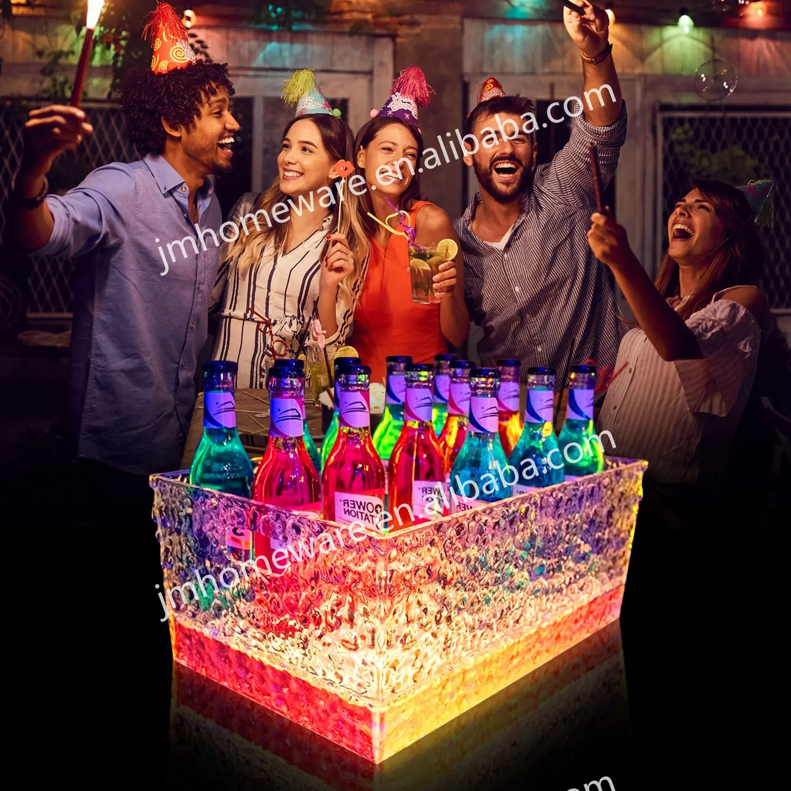 Акриловый индивидуальный логотип прозрачное ведро для льда пивная бутылка шампанского Хрустальное ведро для льда