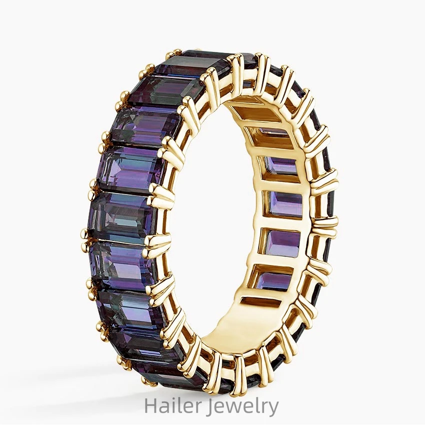 Alexandrite baguette eternity wedding band jewelry gemstone bulk 925 sterling silver rings for women