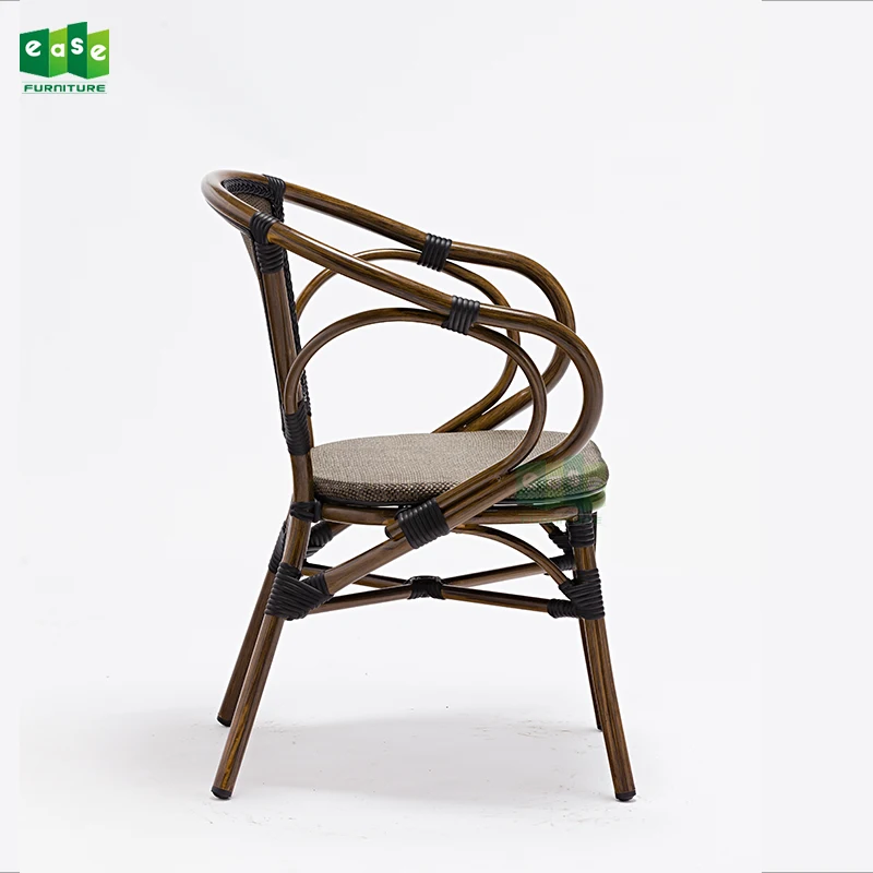 (E7078) Штабелируемые уличные сетчатые тканевые черные металлические стулья для бистро мебель для кафе