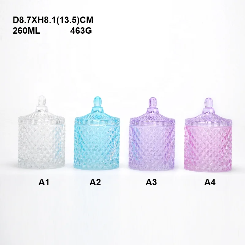 Luxury clear glass candy bowl glass candy jar with lid