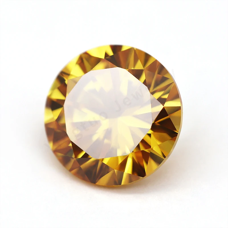 Factory Price Star Cut 5A Yellow Round Cubic Zirconia  Loose gemstone CZ Stone