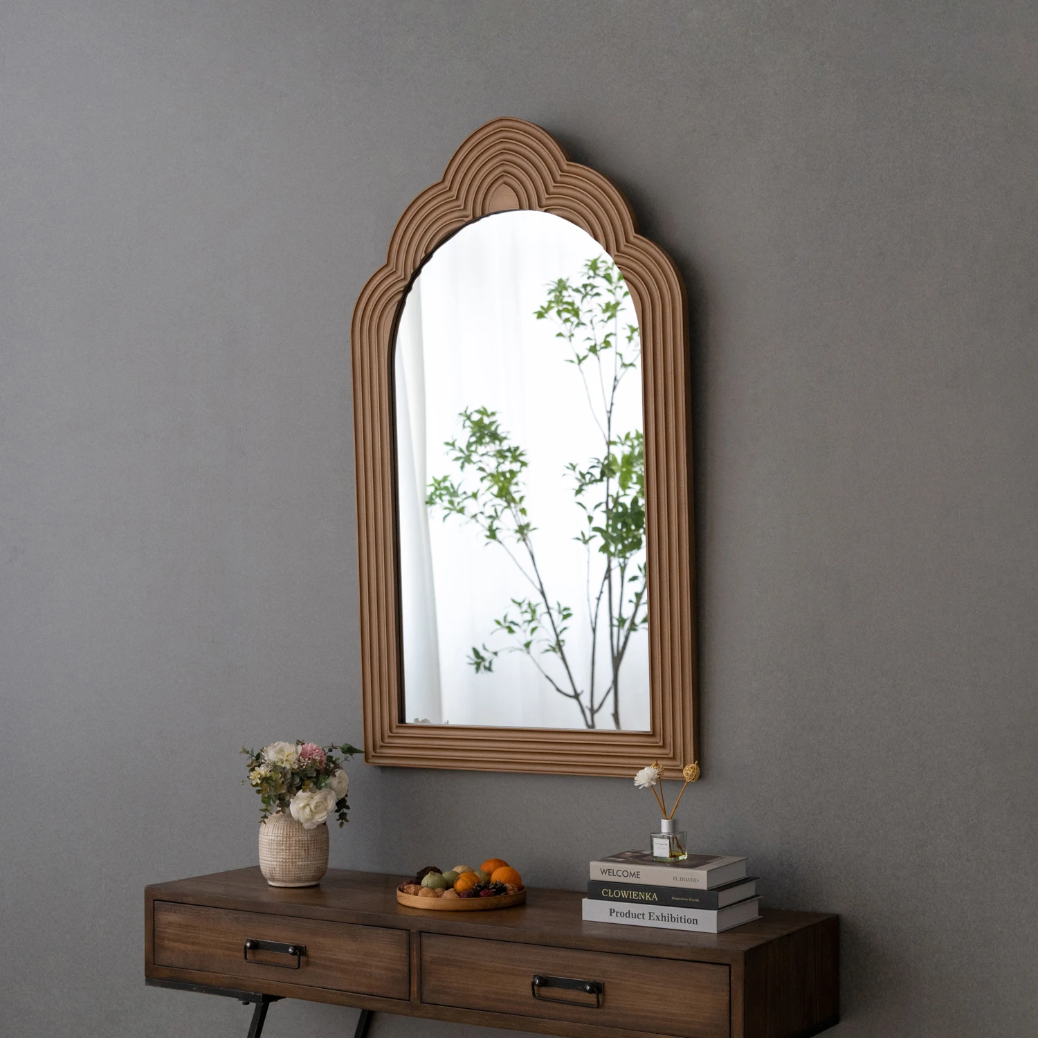Textured Frames novelty design brown wooden frame mirror