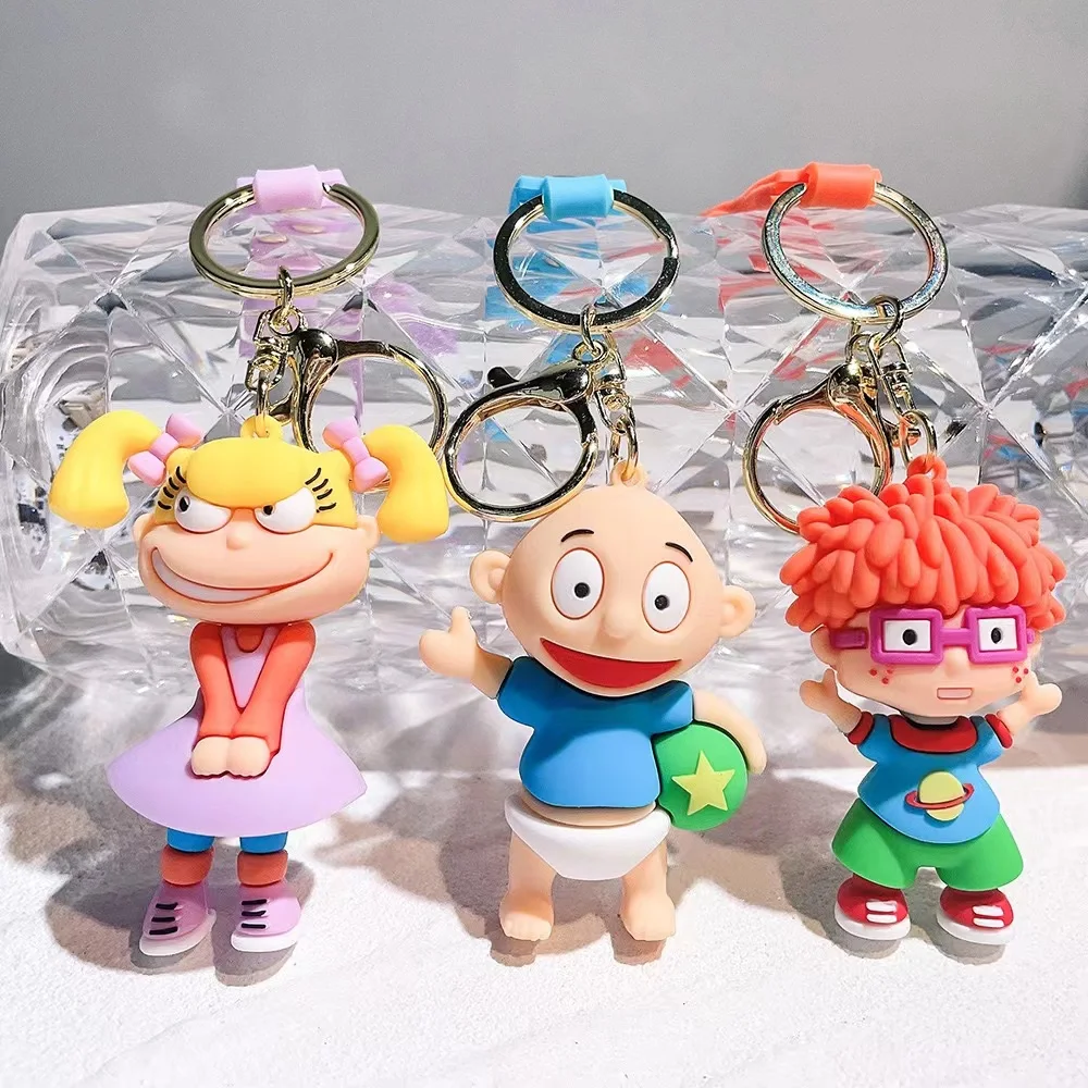 Bag Accessories wholesale pvc rubber 3d cute kawaii cartoon Rugrats keychain for car Deco Backpack pendent