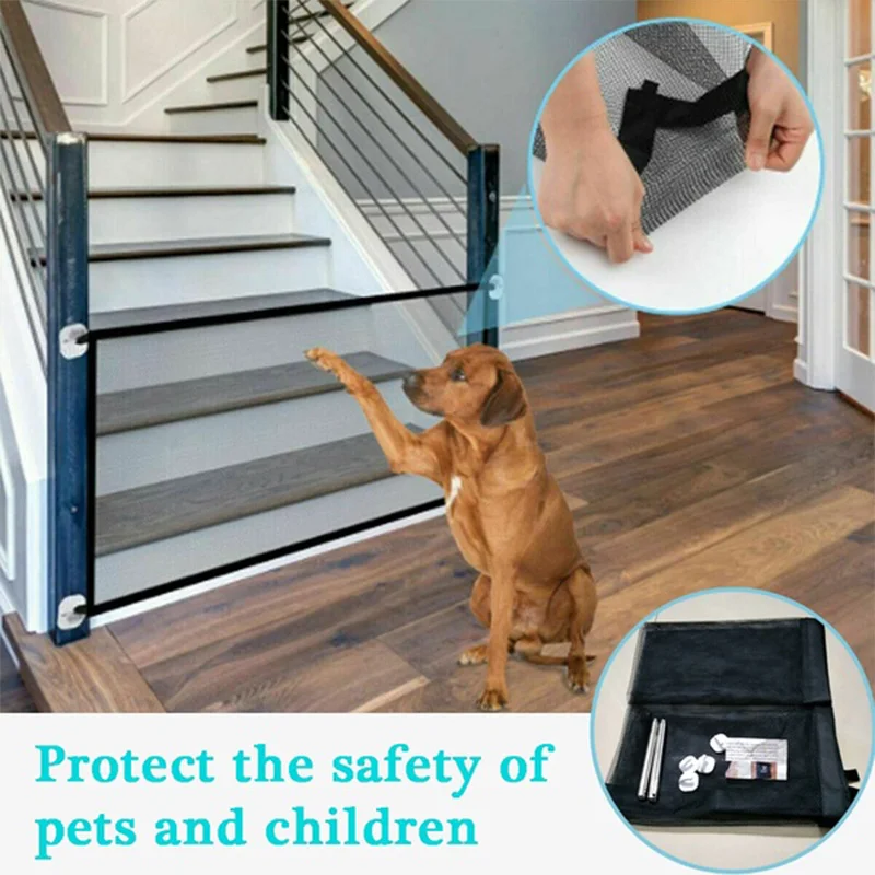 
Home Pet Dog Fences Pet Isolated Network Stairs Gate Folding Mesh Playpen For Dog Cat Baby Safety Fence Dog Cage Pet Accessories 