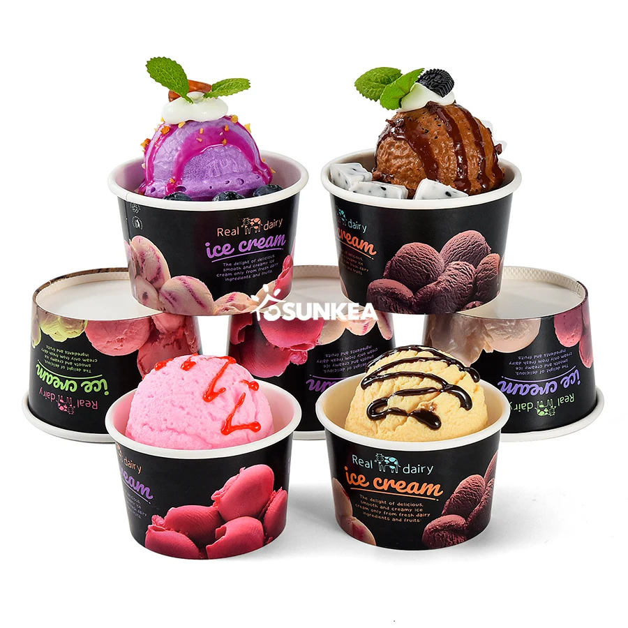 Customized disposable takeaway frozen ice cream paper cups