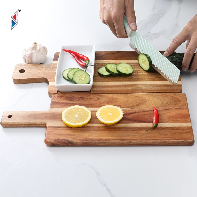 kitchen food fruit board chopping blocks handles acacia wood cutting board