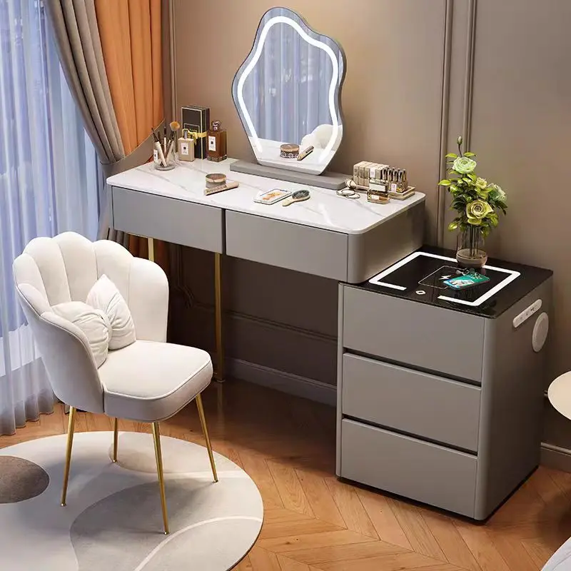 80/100 cm dressing table with multi function bedside table drawer and LED Mirror