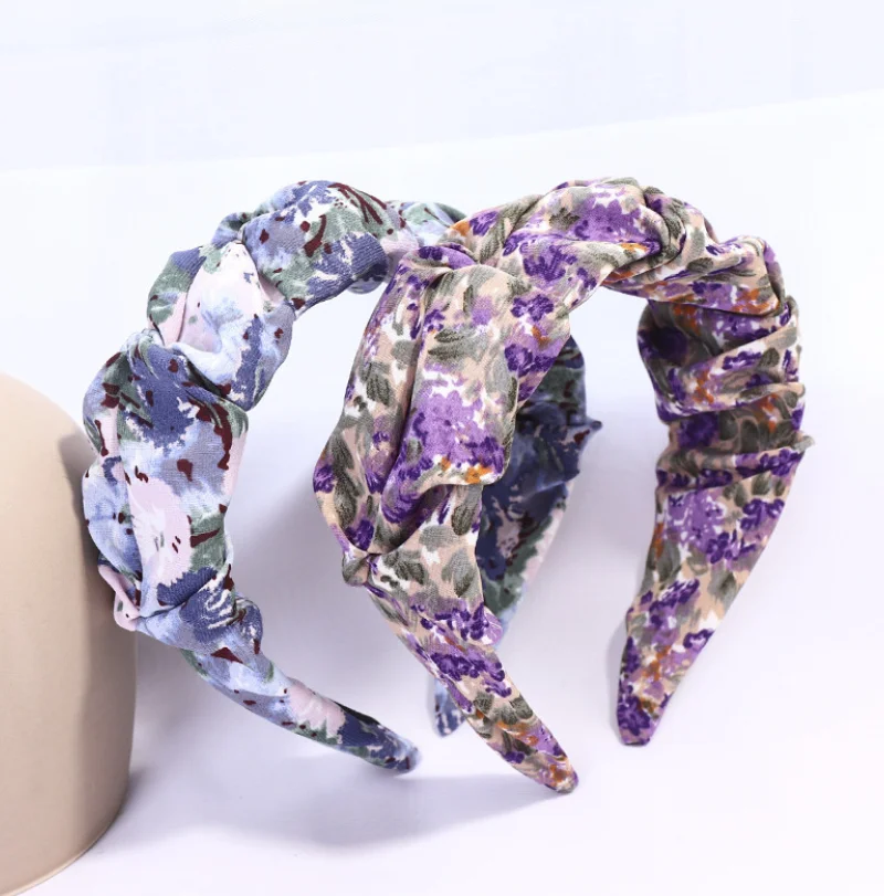 Purple department super soft dream chiffon cloth art hair bands drape printing headbands