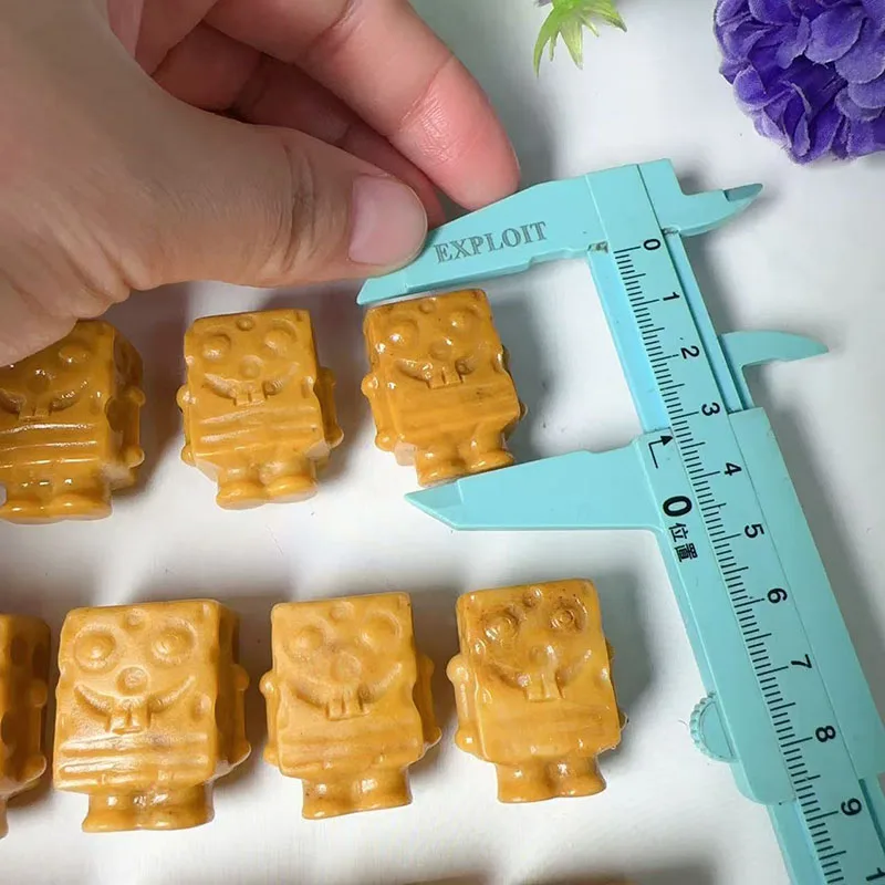 Wholesale Mini Crystal Healing Stone Carving Cartoon Figure Natural Hand Carved Yellow Jade Crystal Cartoon Figure