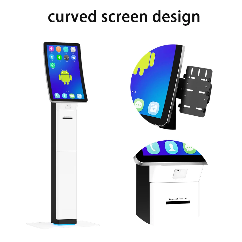 23.6/32 inch Mobile Device Management curved touch screen WiFi/BT/Ethernet connect digital audio speaker self service kiosk