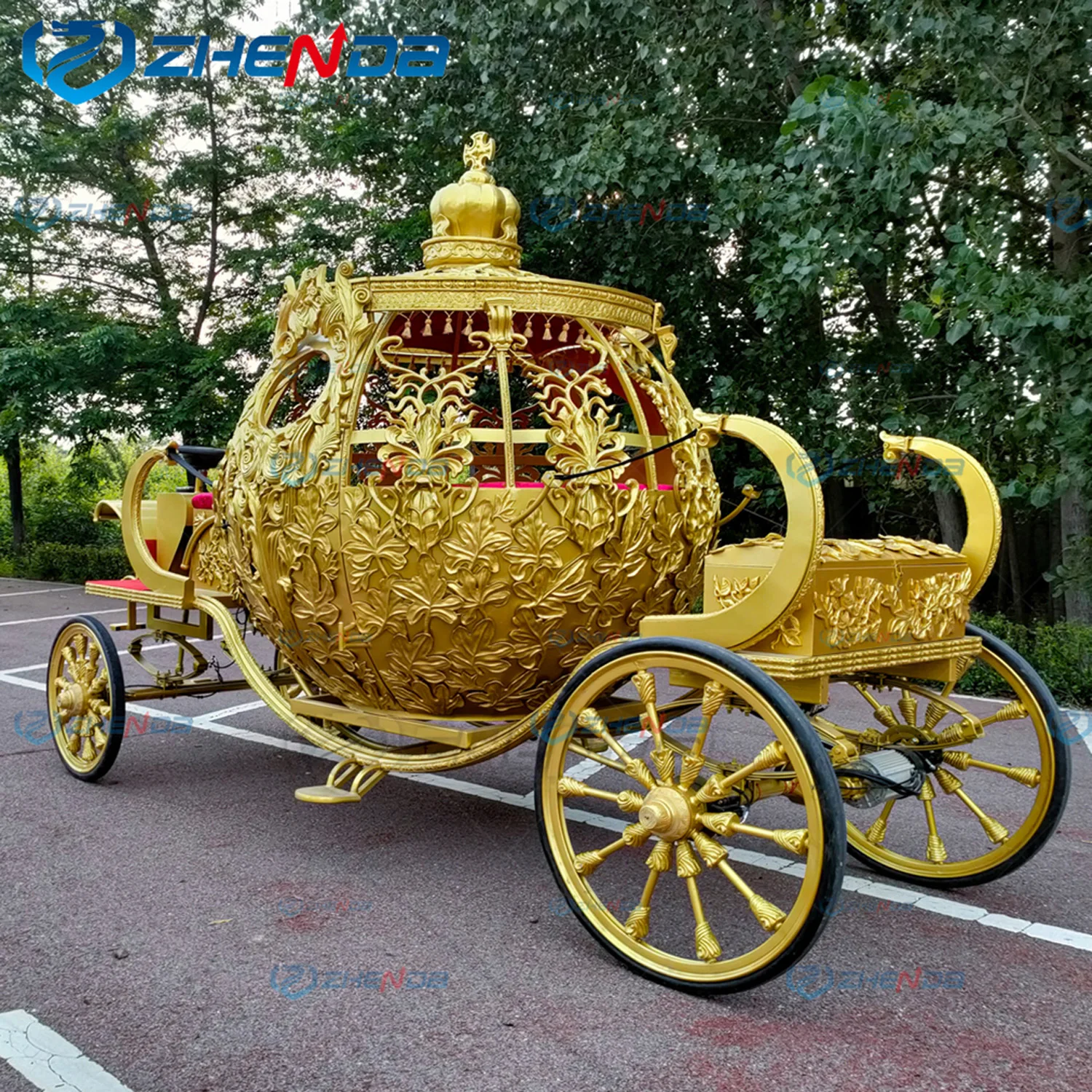 Golden Cinderella Pumpkin Carriage Wedding Centerpiece Royal New Design Luxury Horse Carriage