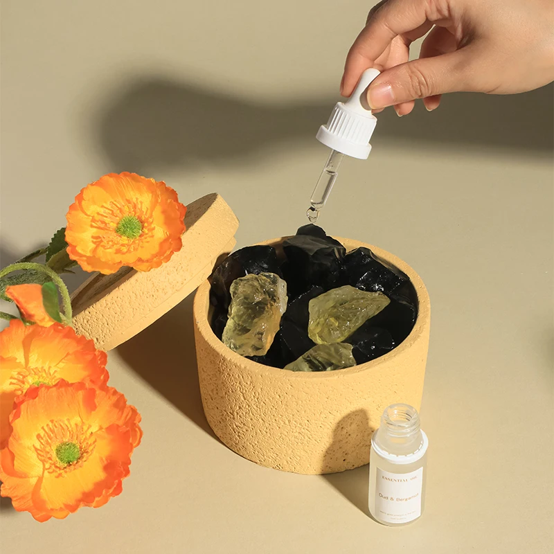 Essential Oil Fragrance Lava Stone Cement Jar Aromatherapy Natural Stone Spa Aroma Crystal Diffuser