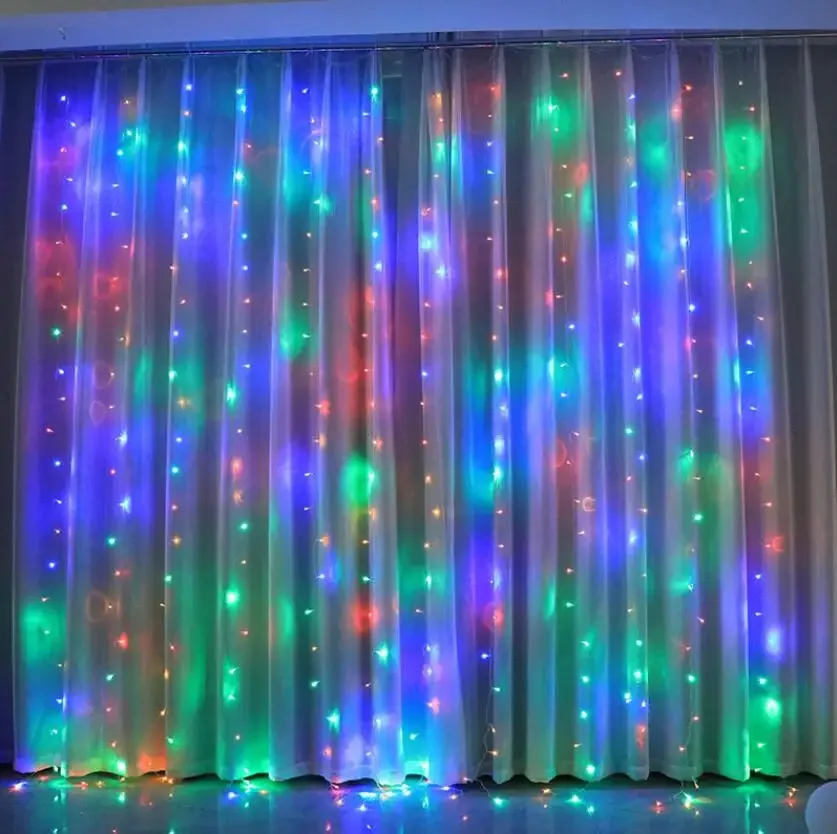 Garland Icicle Fairy Christmas Lights Twinkle Star 300 Led Window Curtain String Light For Garden Room Wedding Party Decoration
