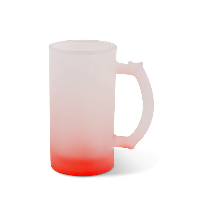 Multicolor DIY blank sublimation Crystal frosted 16oz Glass Beer Mug with handle for White Sublimation Transfer
