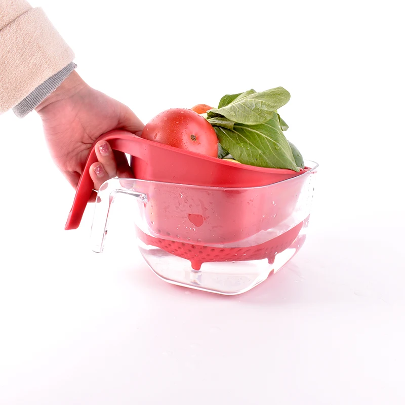 Quality assurance double layer plastic fruit vegetable kitchenware for household drain basket