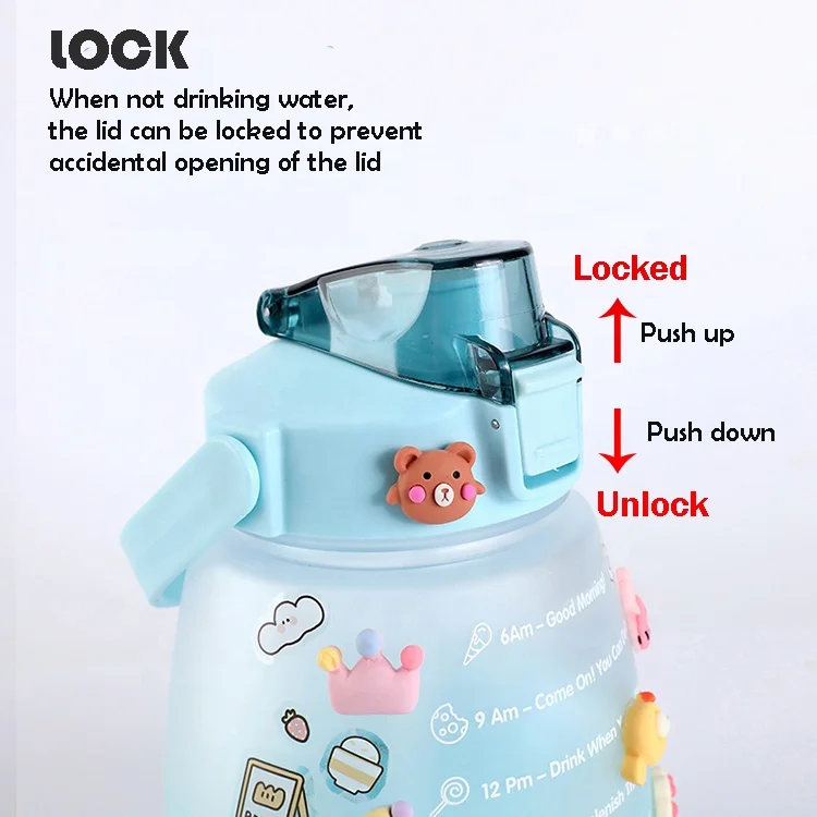 45Oz Kids Water Bottle With Sticker 1.3L Large Capacity Big Belly Water Bottles Tomatodos Kawaii For Children