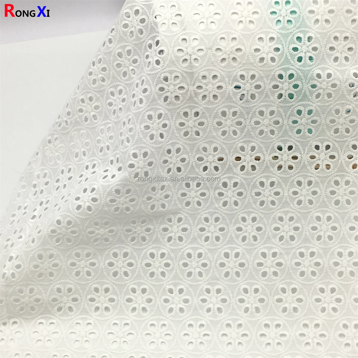 Wholesales RXF0588 Multifunctional Flower Design100% Cotton eyelet thick lace fabric cotton embroidery For baby Clothing